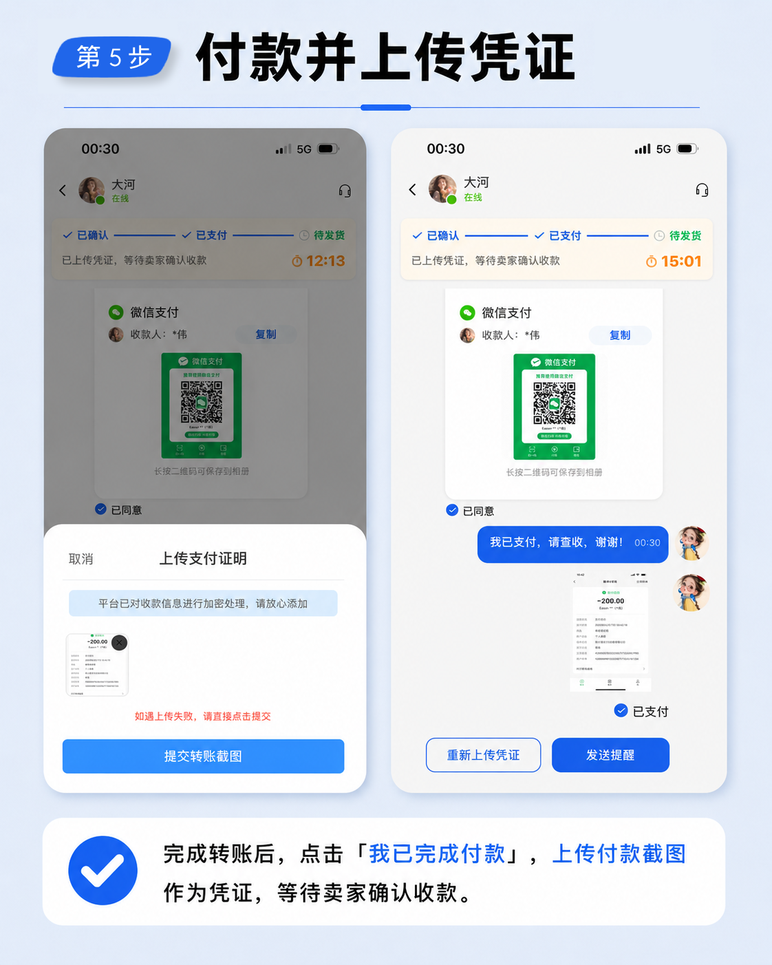 第 5 步：付款后上传转账凭证